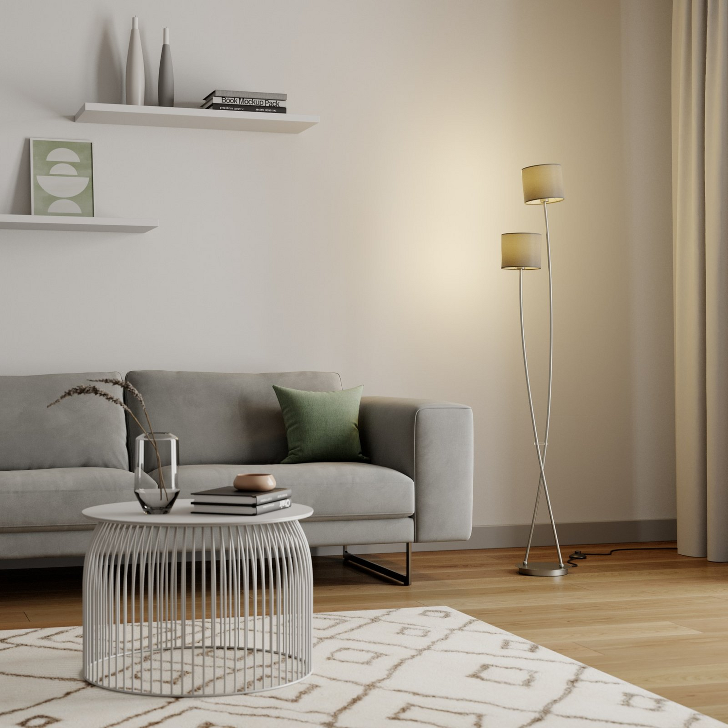 Lucande Juljana Stehlampe 2 Flg Stoffschirme Standleuchte Stehleuchte Lesela445 B-Ware - 4251096583892