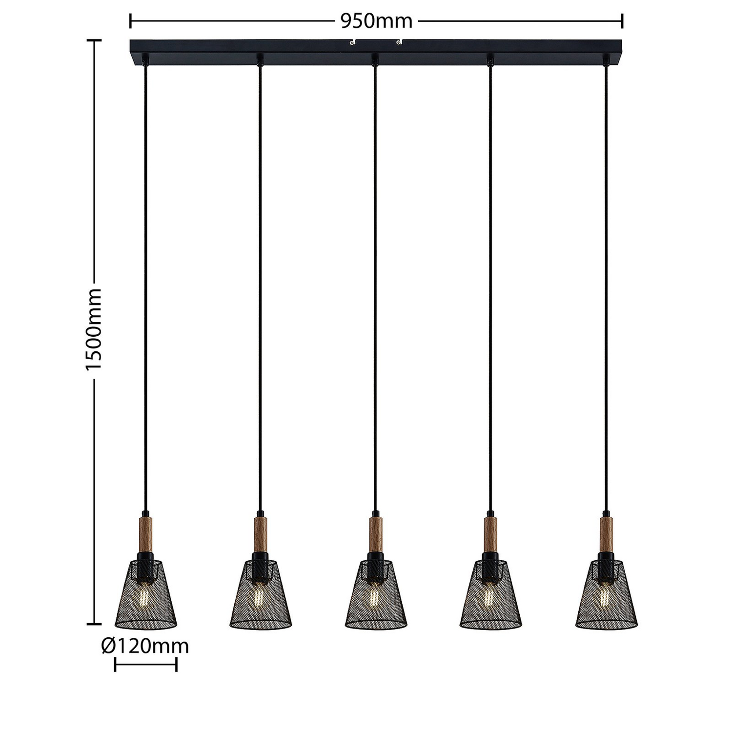Lindby Layne Pendelleuchte Hängeleuchte Deckenlampe Korbschirme Fünfflammig B-Ware - 4251096592597