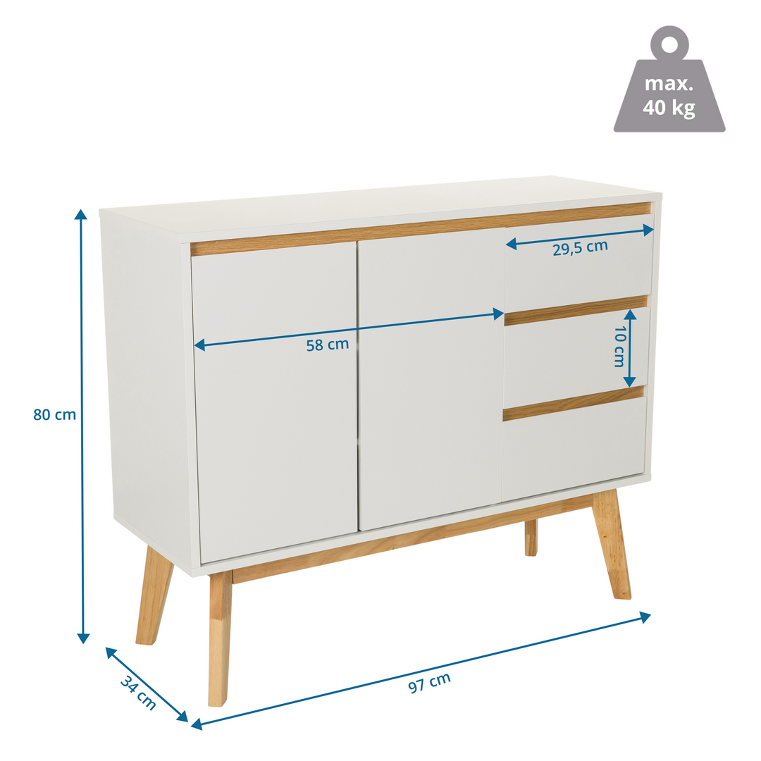 Hjh Living Tarolo I 3 Schubladen Türen Sideboard Kommode Schrank Siehe Text/Foto B-Ware - 4064323038344