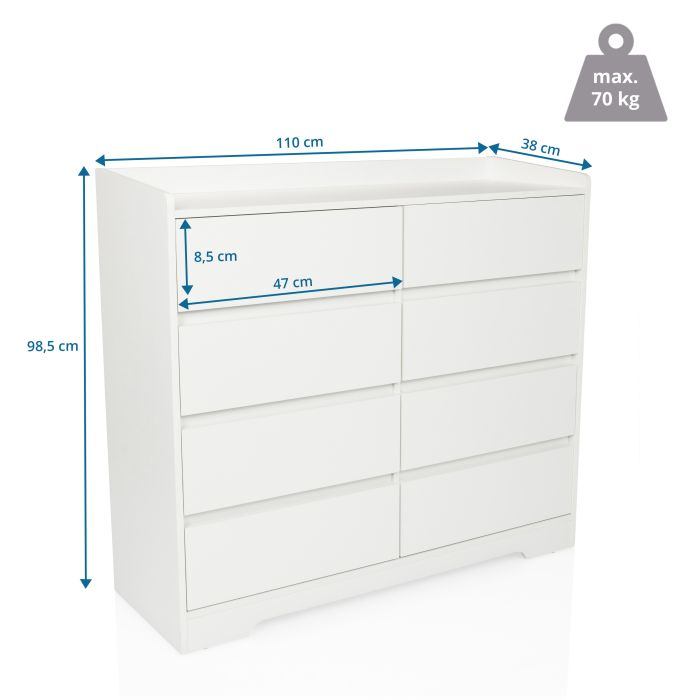 Hjh Living Osoyro Kommode Schrank Sideboard 110 X 38 X 98,5 Cm Weiß B-Ware - 928000