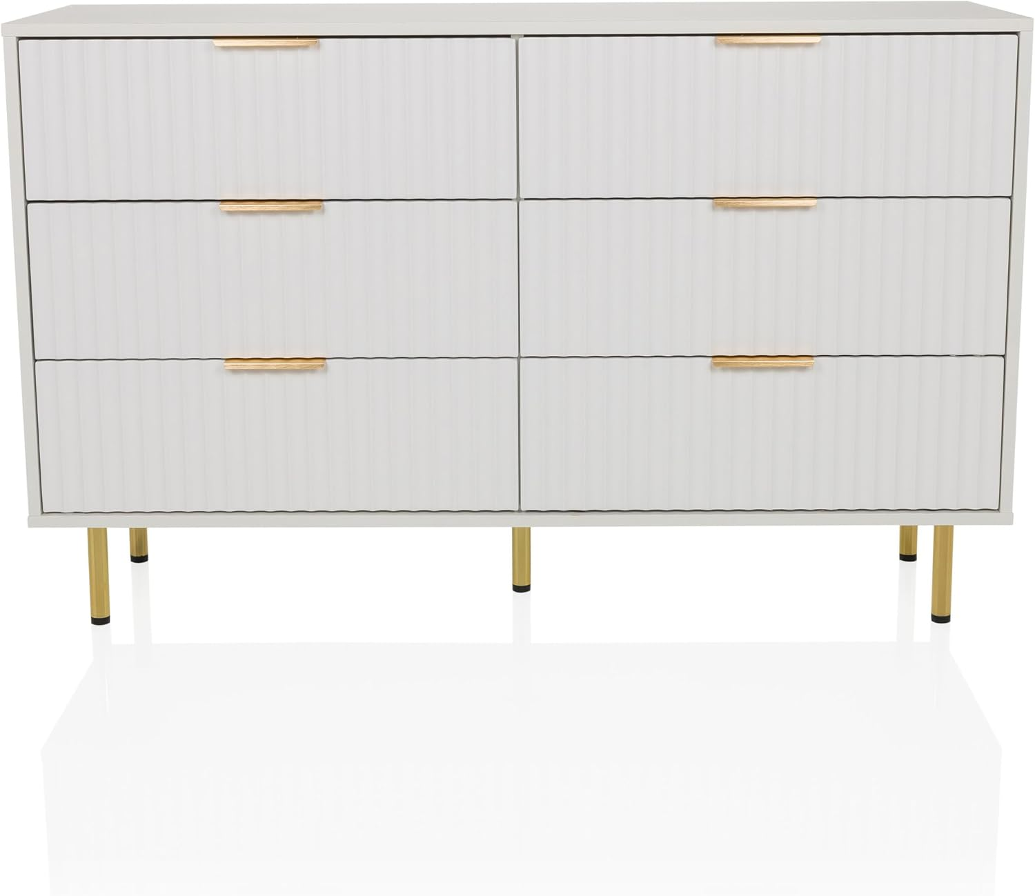Hjh Living Kommode Hjelle Schubladenkommode 6 Schubladen 120x40x75cm Weiß/Gold B-Ware - 928013