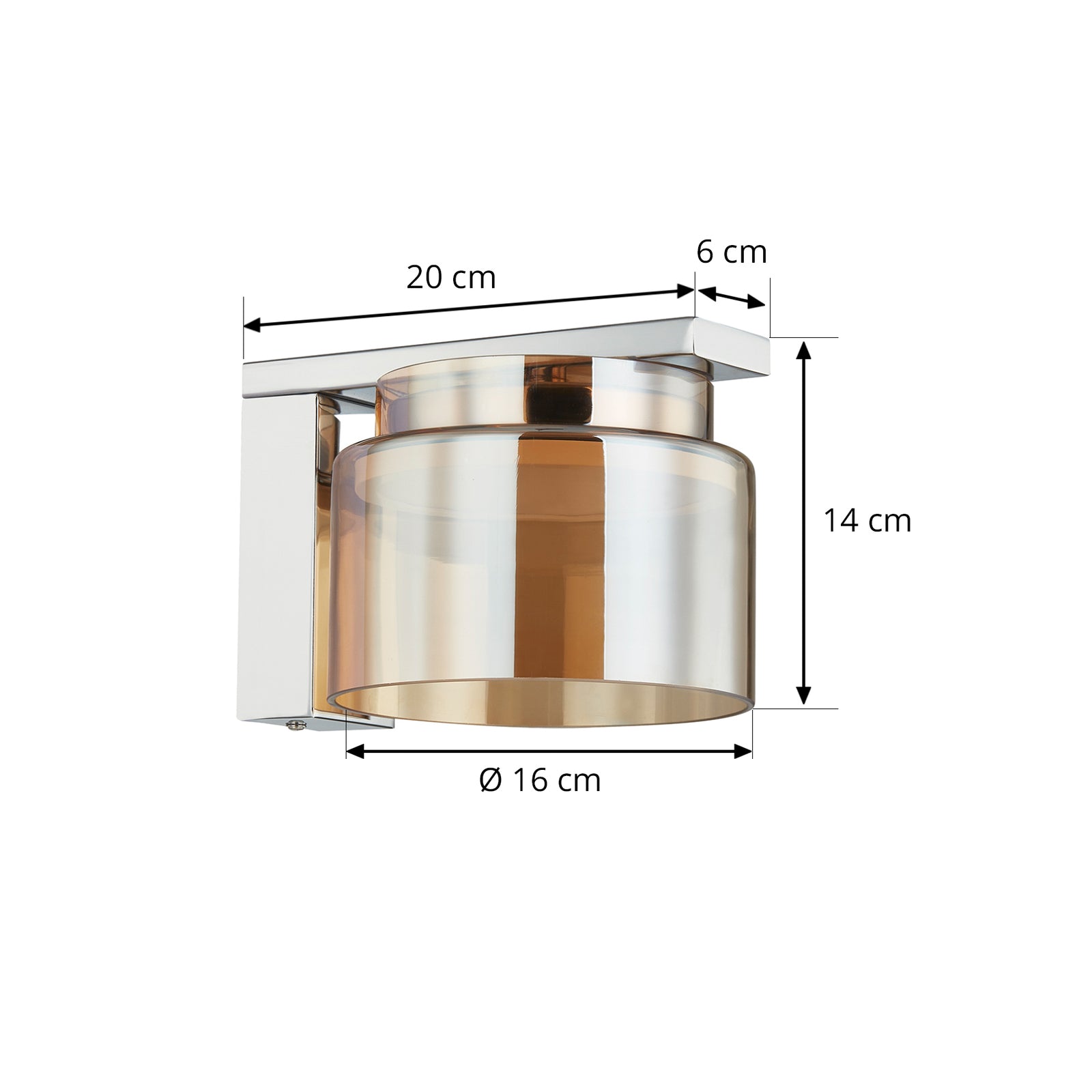 Lucande Diano Wandleuchte amber Eisen Glas Wandlampe Lampe Leuchte Spot Licht - 4251911767438