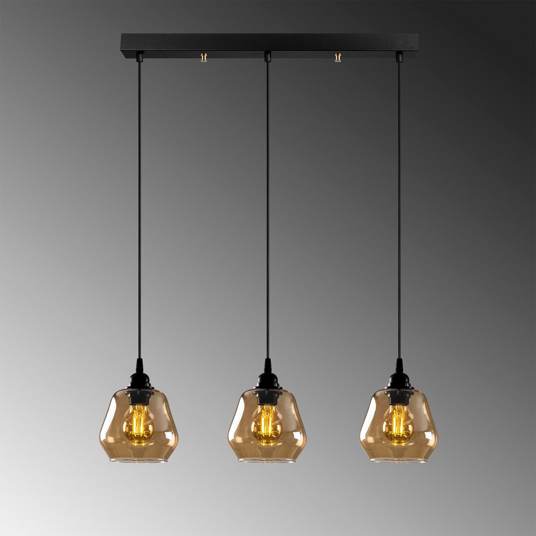 Hängeleuchte Gold 032 gold-transparent Glas 3-flammig lang Deckenlampe Lampe