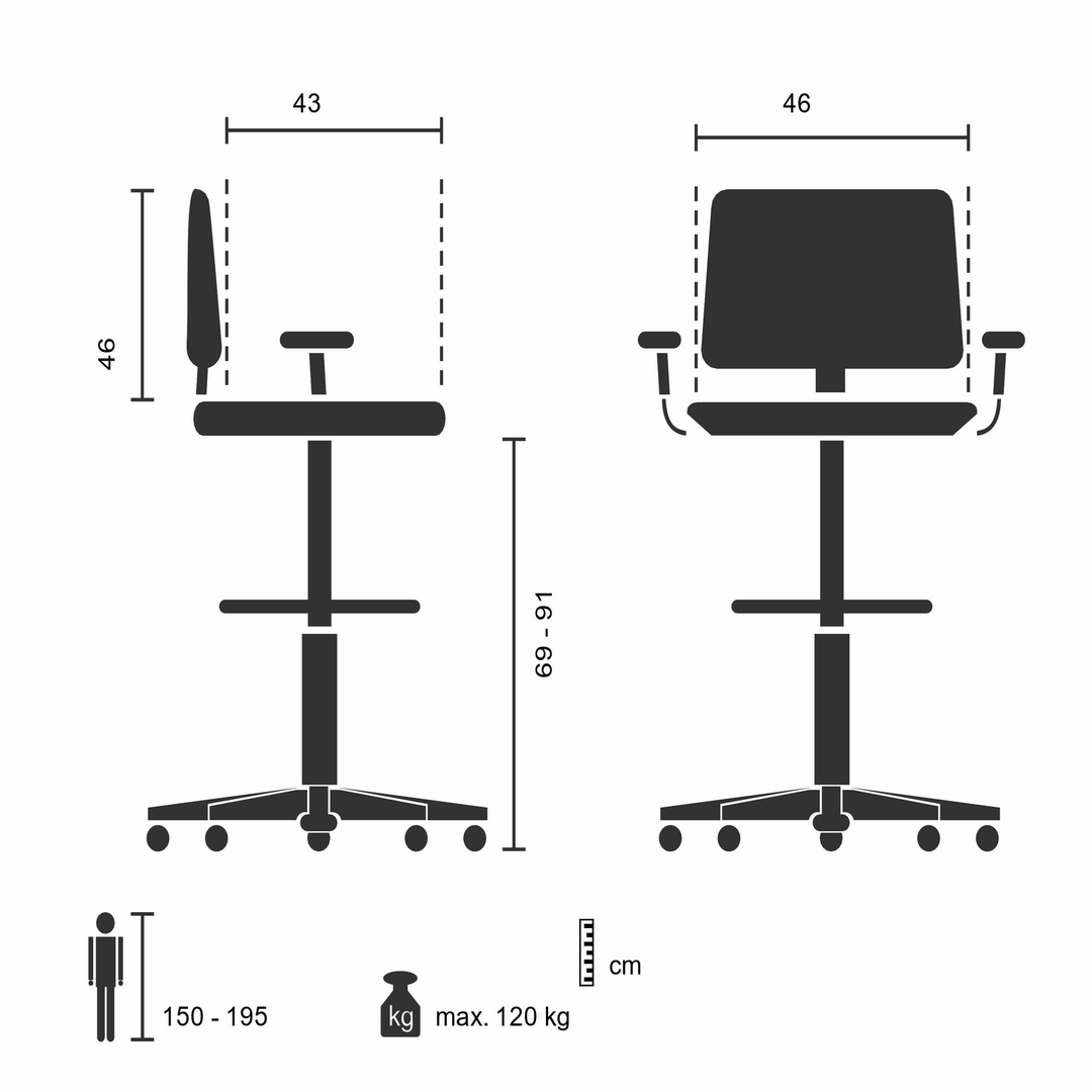 Hjh Office Arbeitsstuhl Counterstuhl Top Work 108 Netz Schwarz Drehstuhl522 B-Ware
