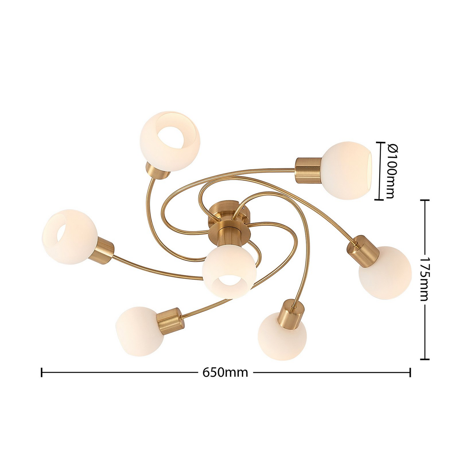 Plafonnier Lindby Ciala, 7 lumières, laiton, culot E14, produit de seconde main 