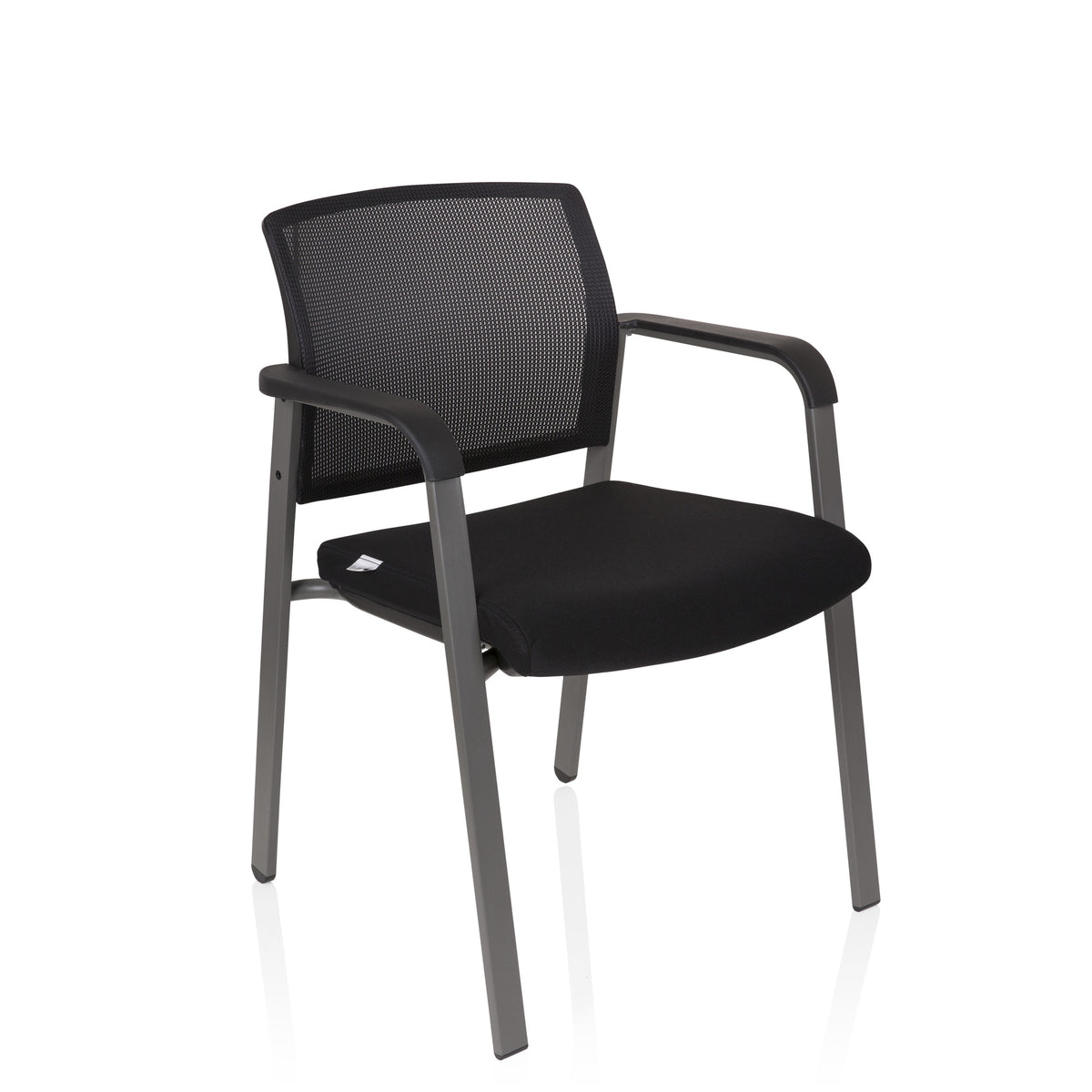 hjh OFFICE Besucherstuhl Konferenzstuhl Stuhl schwarz Netzstoff Stoff Armlehnen - 4251084668693