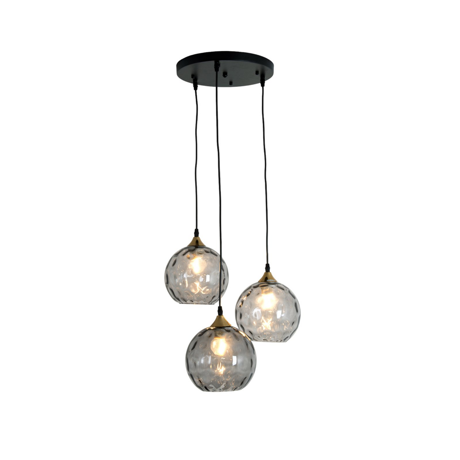 Holländer Hängeleuchte Milano Drei Schirme Aus Rauchglas Deckenlampe Lampe B-Ware - 4250151349756