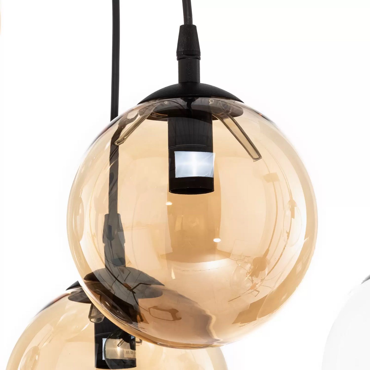 Suspension en verre, noir, graphite, ambre, transparent, douille E14, plafonnier