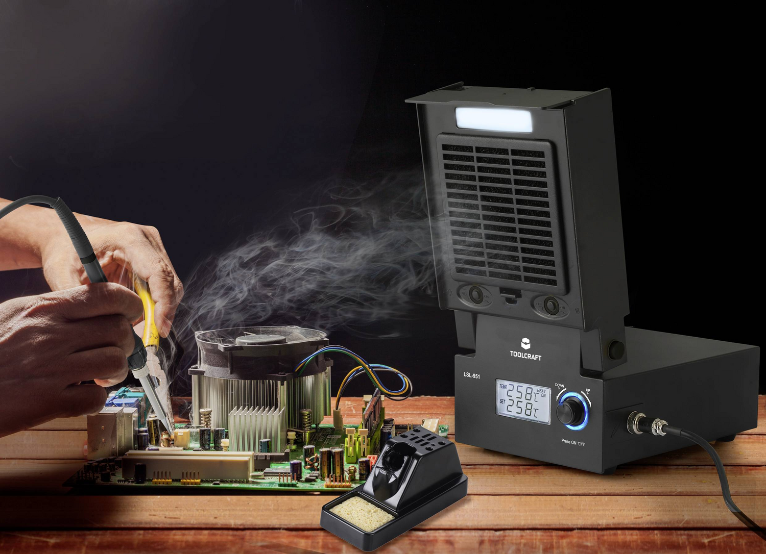 B-Ware Toolcraft Lötstation Entlötstation Lötkolben Löten Ablageständer Kolben Digital