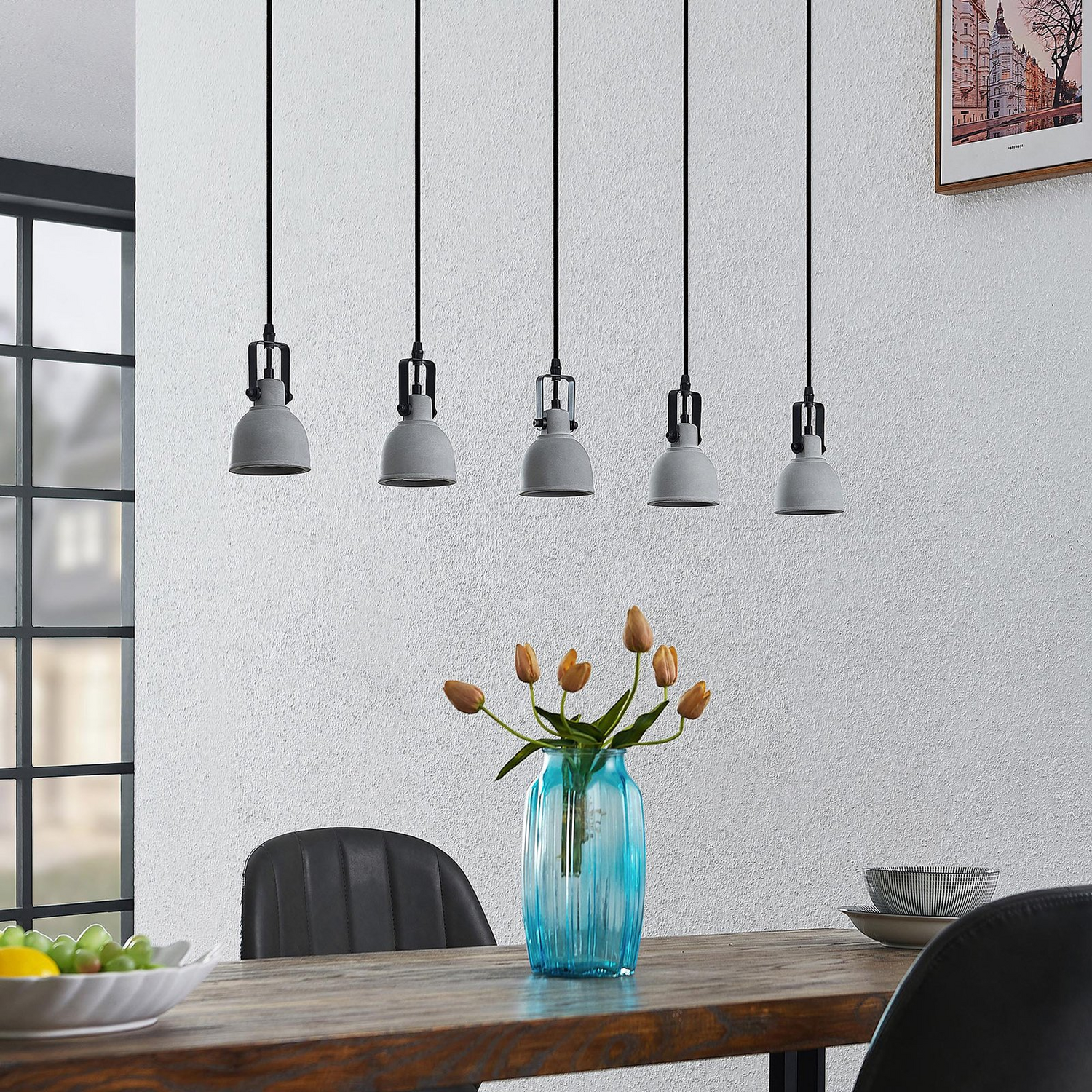 B-Ware Lindby Amilia Hängeleuchte Deckenlampe Pendelleuchte Gu10 Mit Betonschirmen 5 Fl