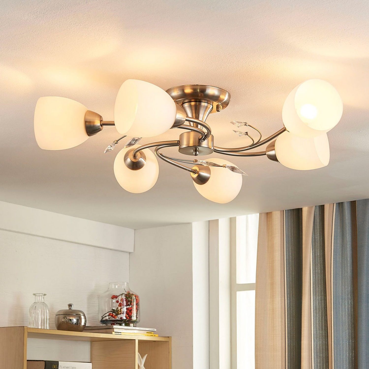 B-Ware Lindby Sechsflammige Deckenlampe Tatas Leuchte Lampe Deckenlampe Ip20 E14 40 W690