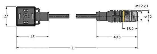 Turck Ventilsteckverbinder Bauform A Stecker Schwarz VAS22-S80E-1,5-RSC5.31T/TXL