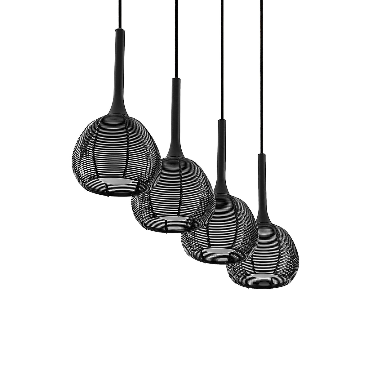 Lucande Tetira Hängeleuchte Hängeleuchte Lampe Leuchte Esstisch 4fl lang schwarz - 4251096598759