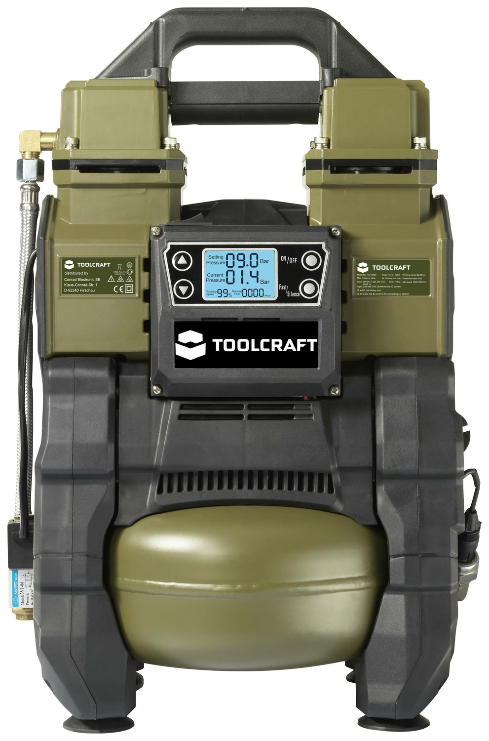 B-Ware Toolcraft Druckluftkompressor Druckluft Kompressor 9bar 65l/Min 5 Liter Behäl980