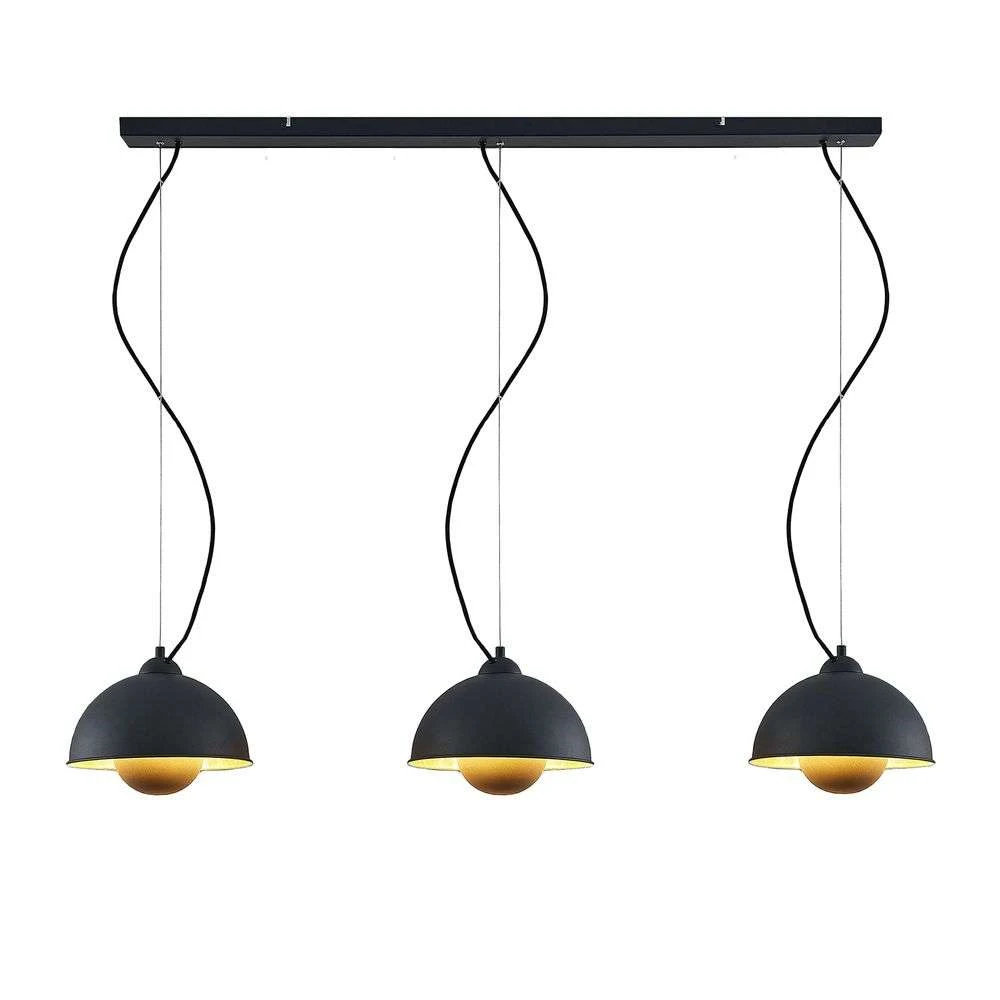 Lindby Pendelleuchte Gretja Deckenlampen Hängeleuchten E27 3 Flg Schwarz Gold    B-Ware - 4251096563429