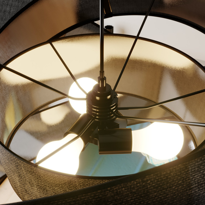 Lindby Simaria Stoff Pendelleuchte Deckenlampe Hängelampe Lampe Leuchte schwarz