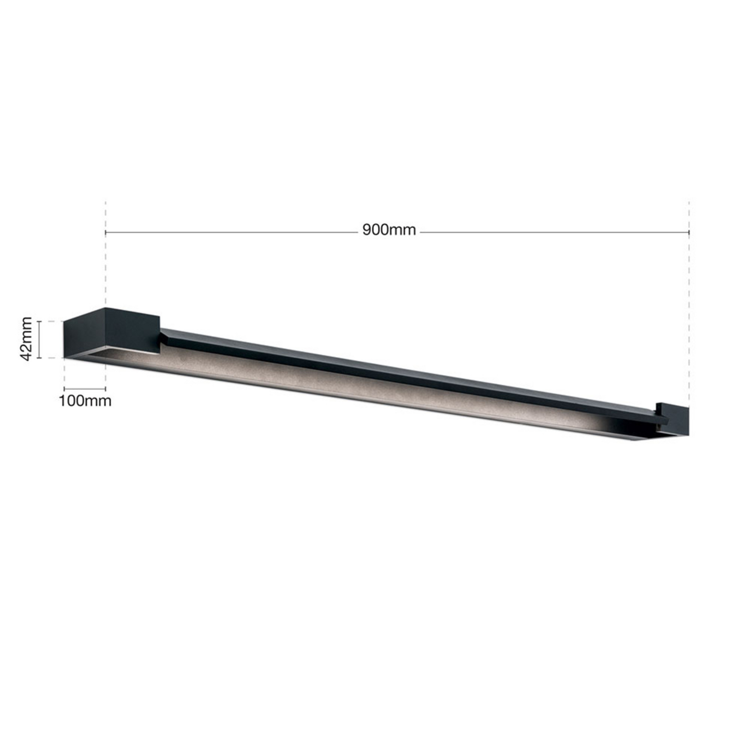 B-Ware Marilyn Spiegelleuchte Spiegellicht Led Schwarz Matt Aluminium Kunststoff 90cm