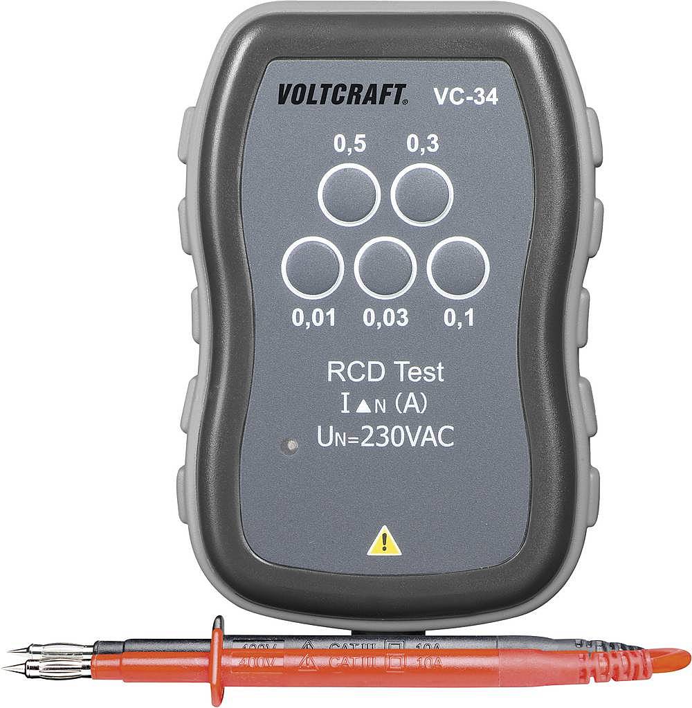 Voltcraft FI Schnelltester VC-34 Fehlerstromschutzschalter Prüfgerät Messgerät