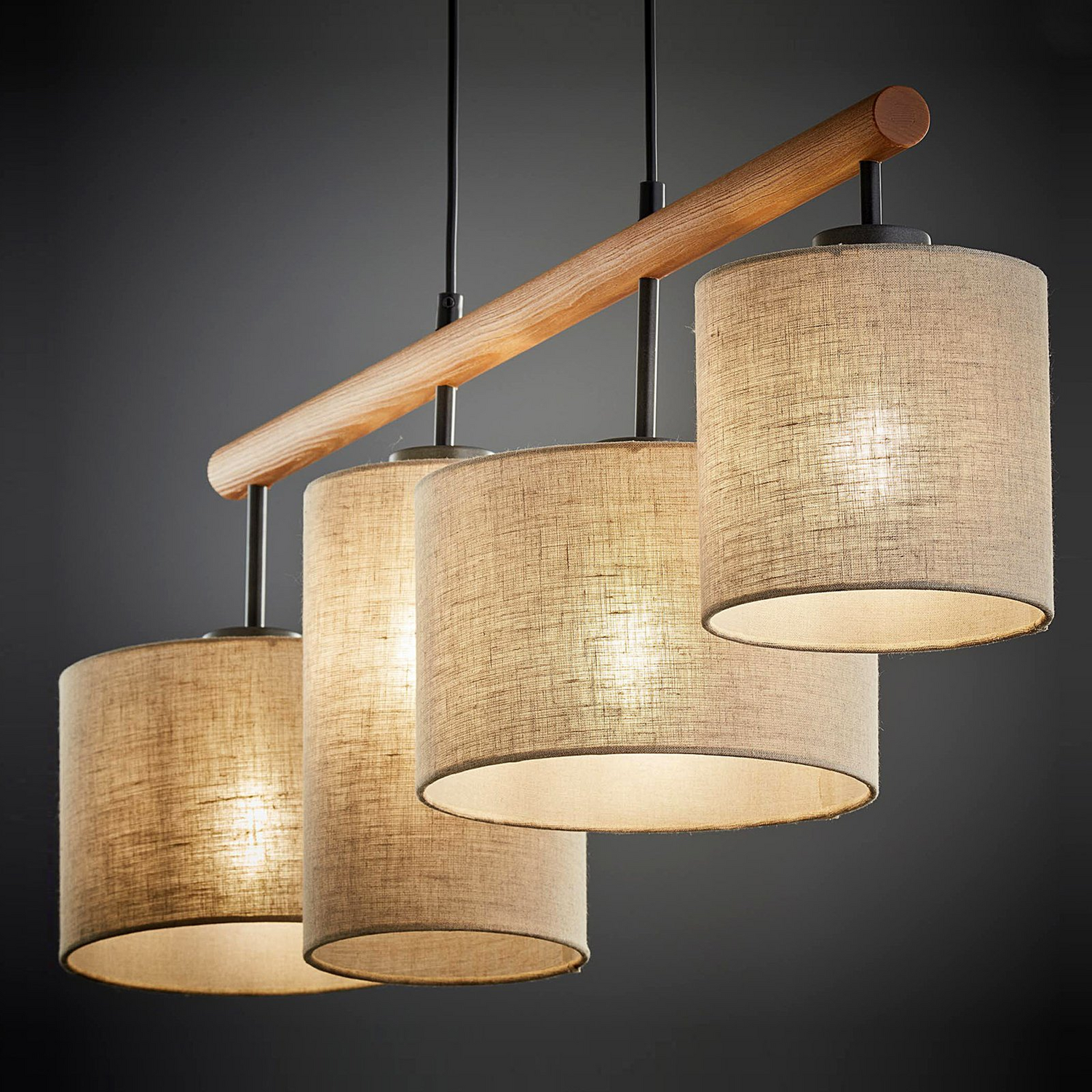 B-Ware Tk Lighting Hängeleuchte Deva Nature 4 Flammig Textil Hängelampe E27 Led Leuc468