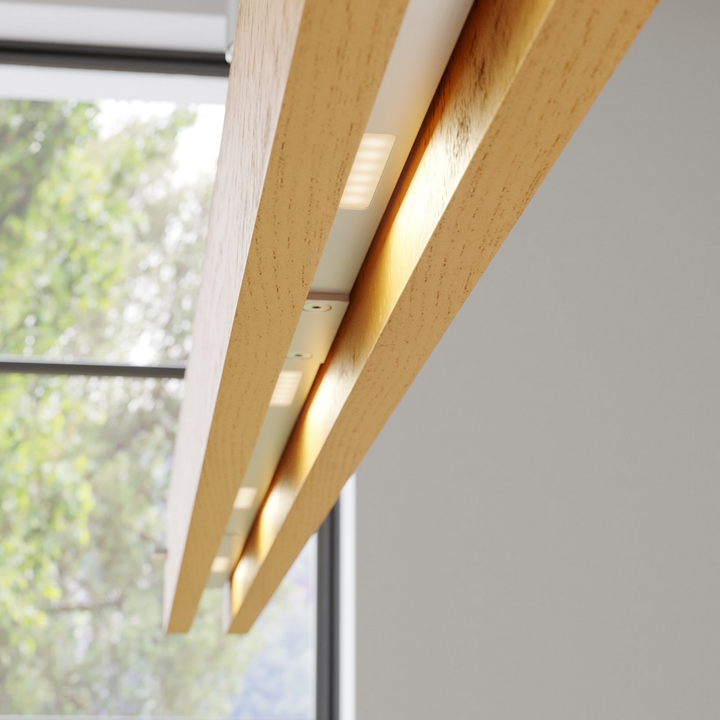 Lucande LED-Holz-Pendelleuchte Karinja Deckenlampe Hängeleuchte Lampe LED Dimmer