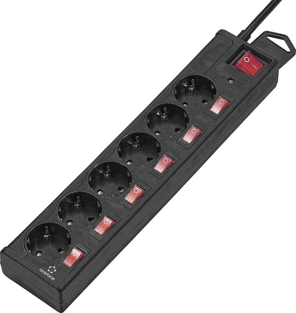 B-Ware Renkforce 6fach Steckdosenleiste Mehrfachsteckdose überspannungsschutz Schw271
