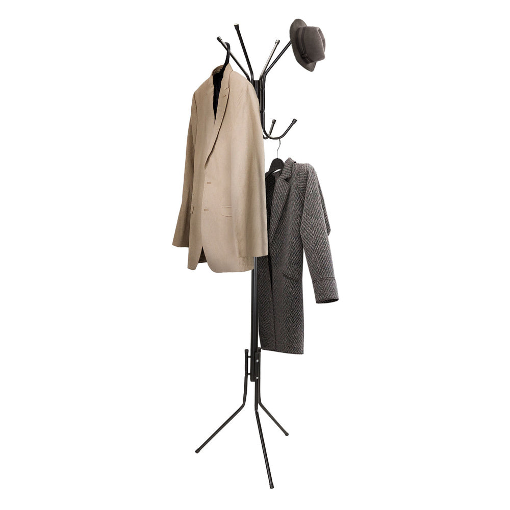 hjh OFFICE Garderobenständer Kleiderständer Garderobe schwarz Stahl 11 Haken - 4251084696856