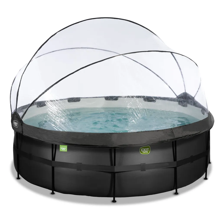 EXIT Aufstellpool Framepool-Set BlackLeather Style rund Ø 427 x 122 cm Pool159