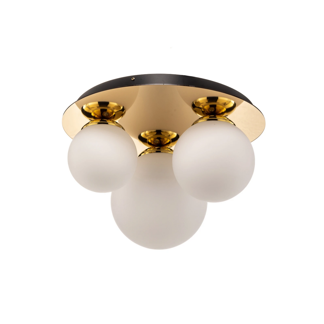 Milagro Deckenleuchte Plato Deckenlampe E27 goldfarben Metall Opalglas 3-flammig