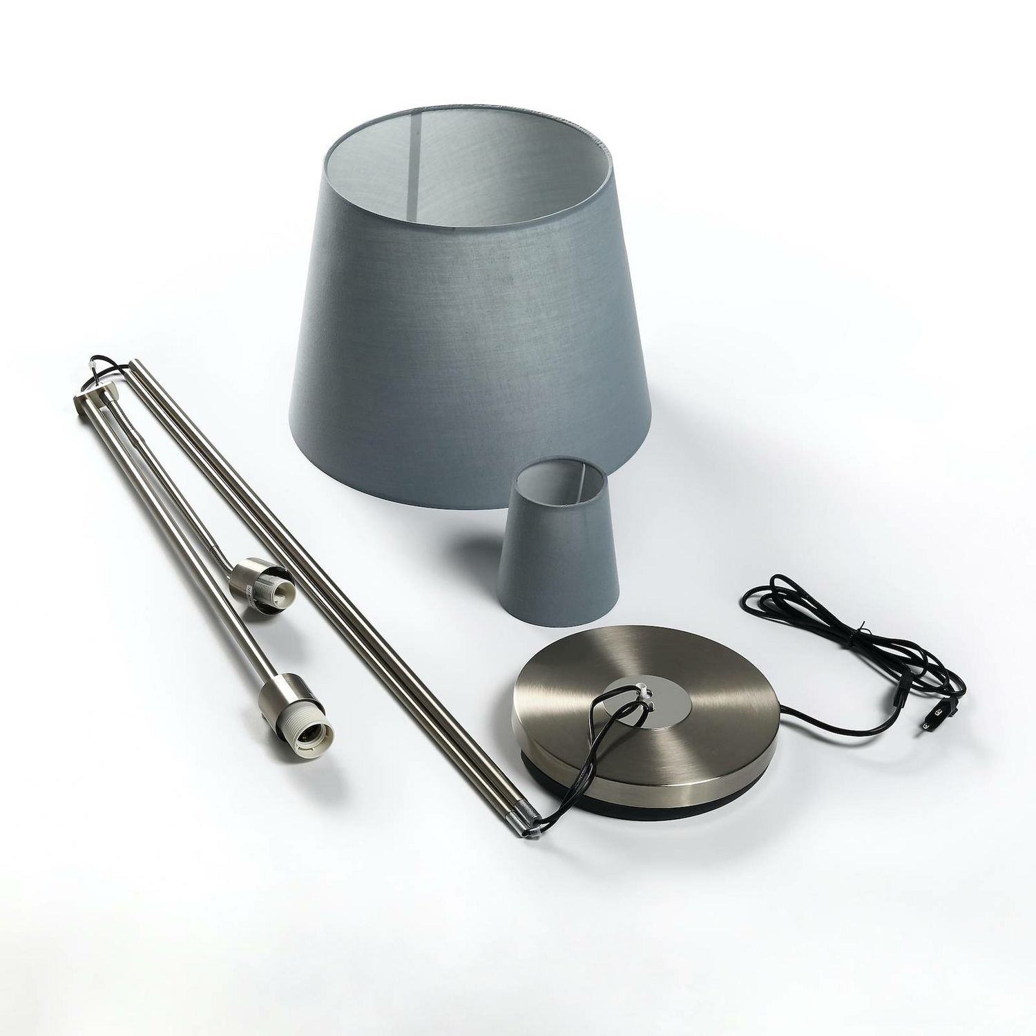 B-Ware Lindby Nantwin Stehleuchte Wohnzimmerleuchte Standleuchte Stoffleuchte E27 Grau