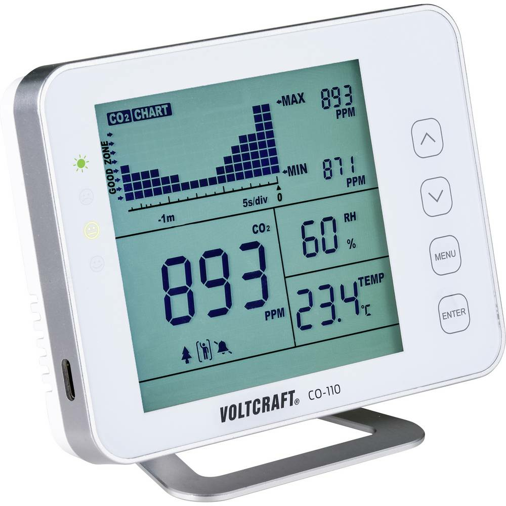 VOLTCRAFT, détecteur de dioxyde de carbone et de qualité de l'air avec fonction d'enregistrement des données
