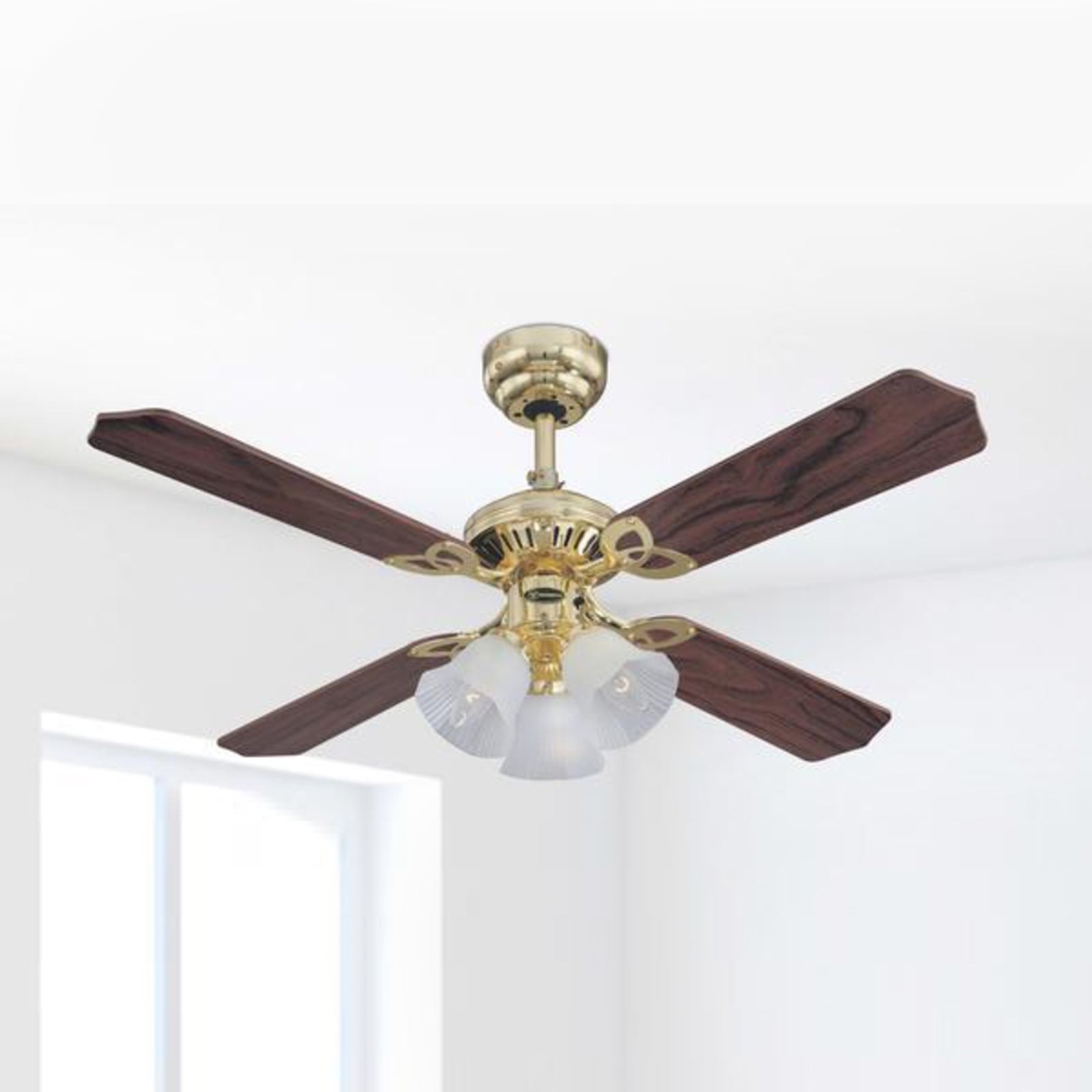 Westinghouse Deckenventilator Princess Trio Holz Ø105cm leise messing mahagoni - 4895105600394