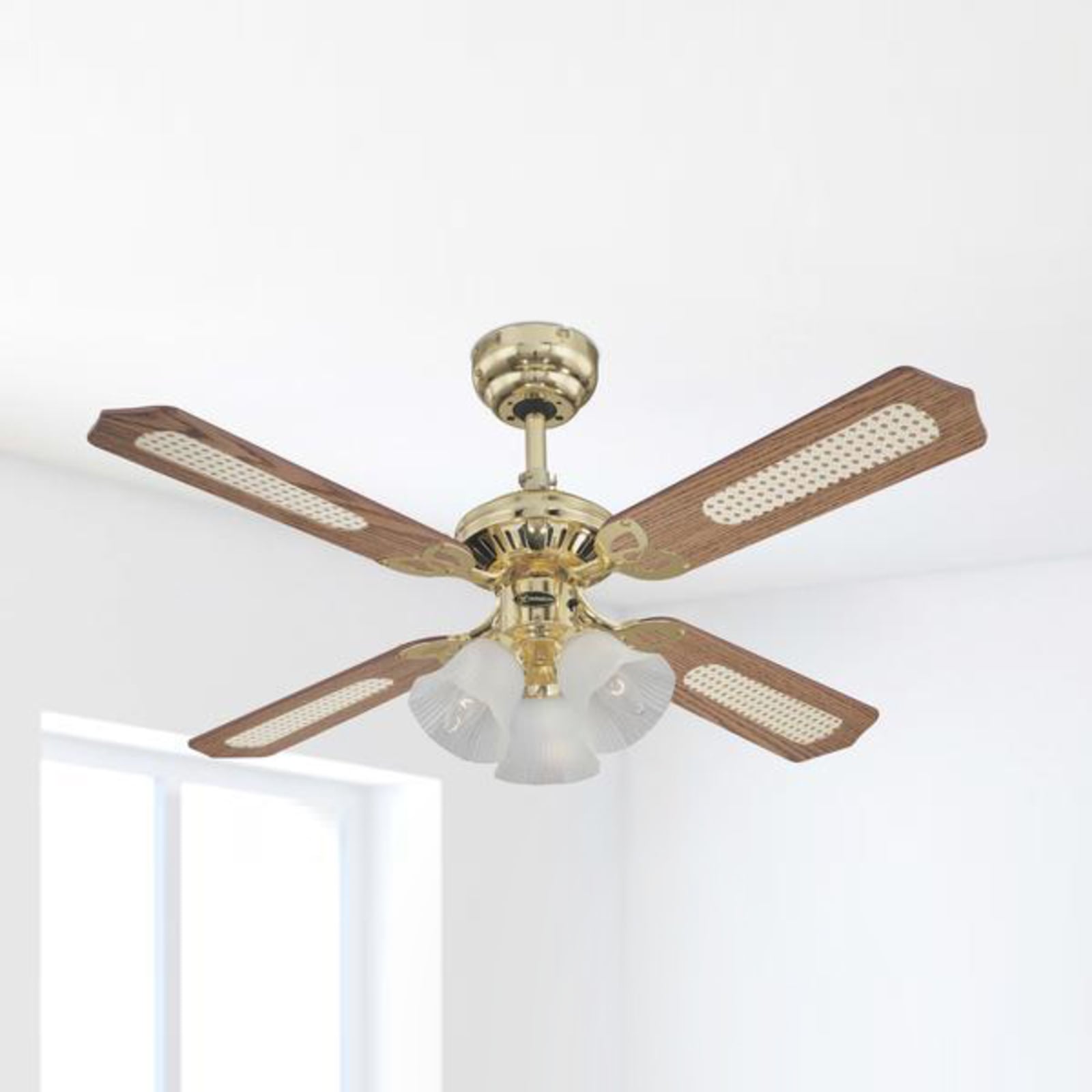 Westinghouse Deckenventilator Princess Trio Holz Ø105cm leise messing mahagoni - 4895105600394