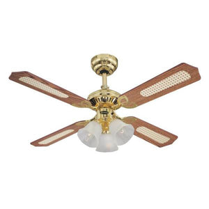 B-Ware Westinghouse Deckenventilator Princess Trio Holz Ø105cm leise messing mahagoni