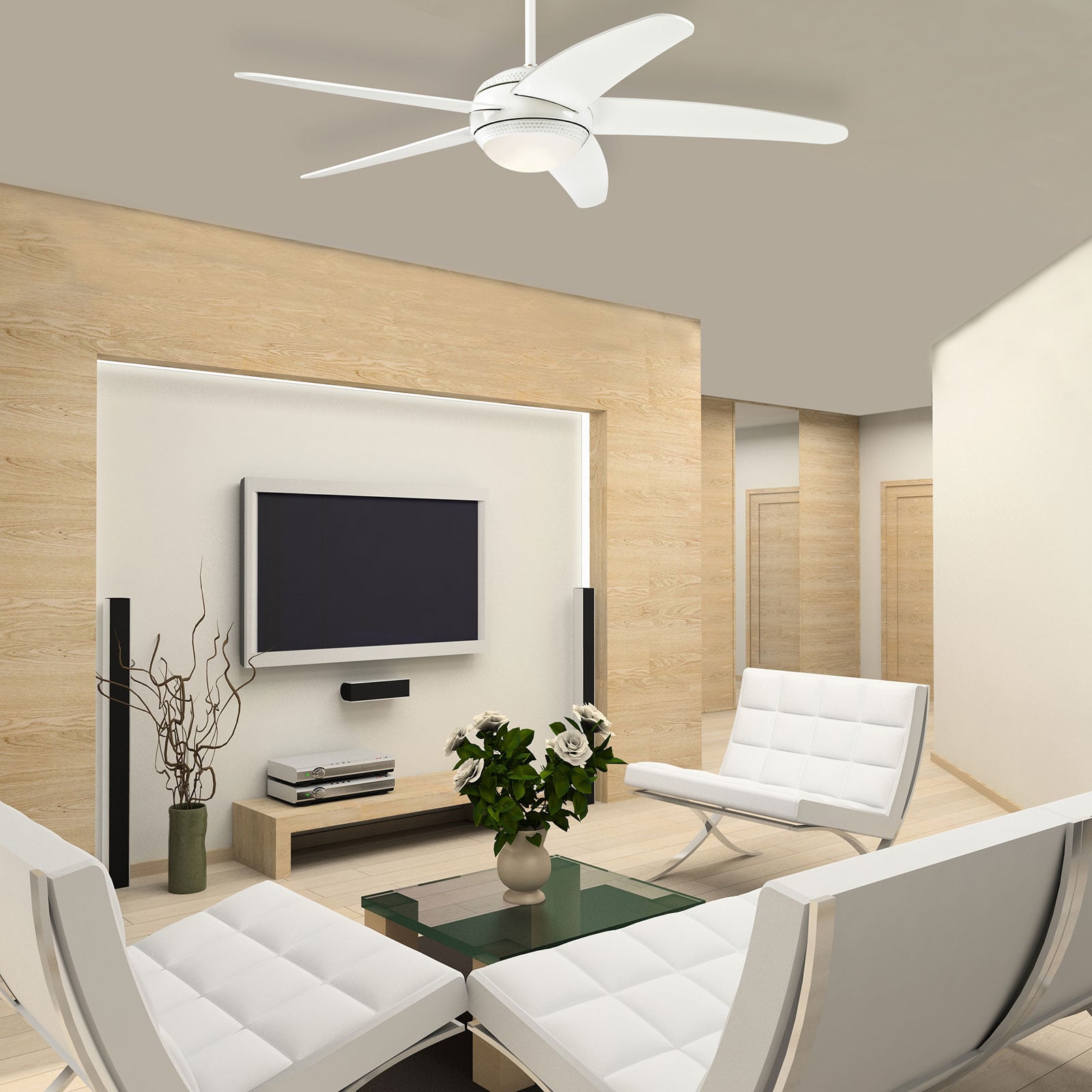 Westinghouse Deckenventilator Bendan LED Ventilator Holzflügel weiß 132cm leise - 4895105604842