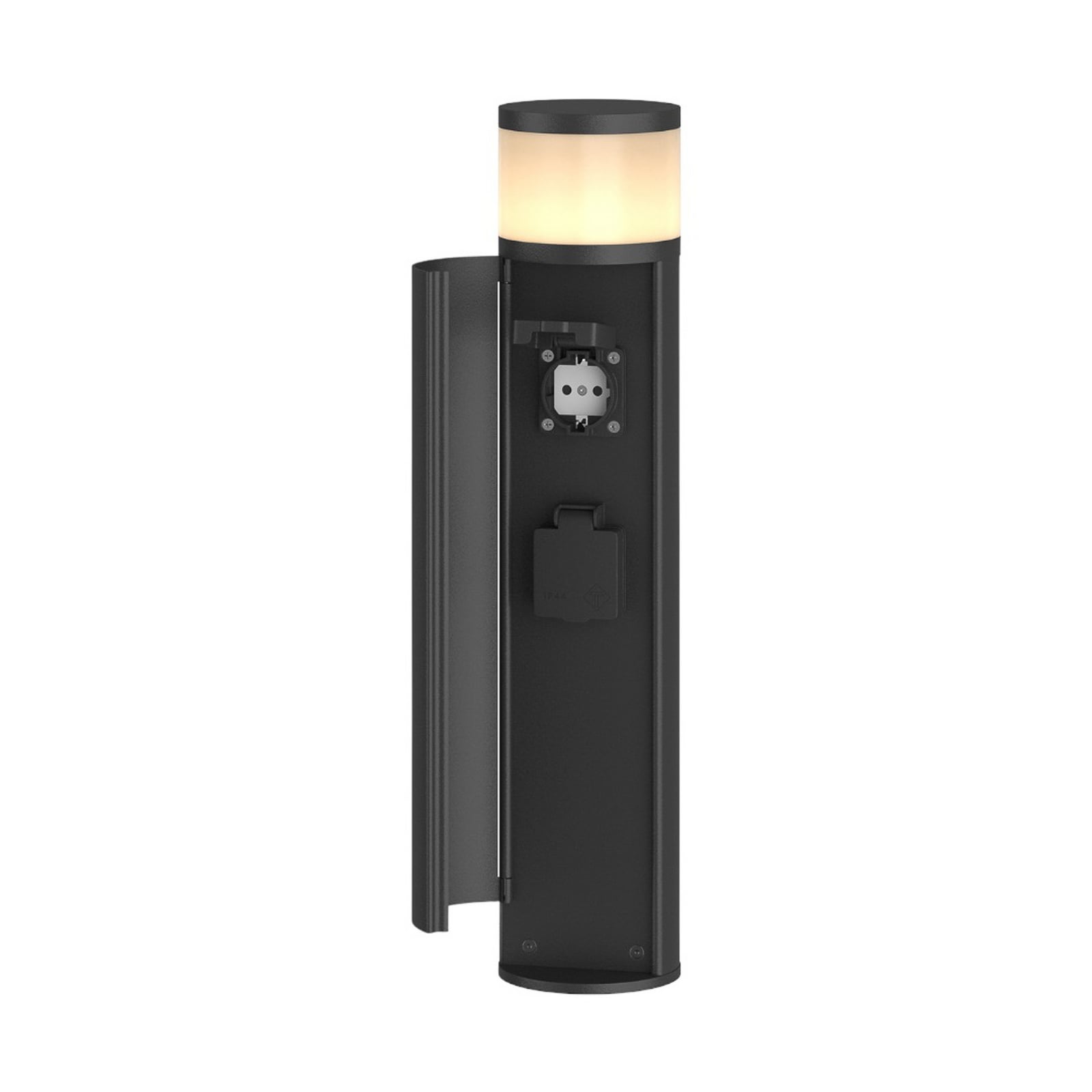 Lucande Sockellampe Corban anthrazit LED Außenleuchte mit Steckdose IP44 47,8cm - 4251096573626