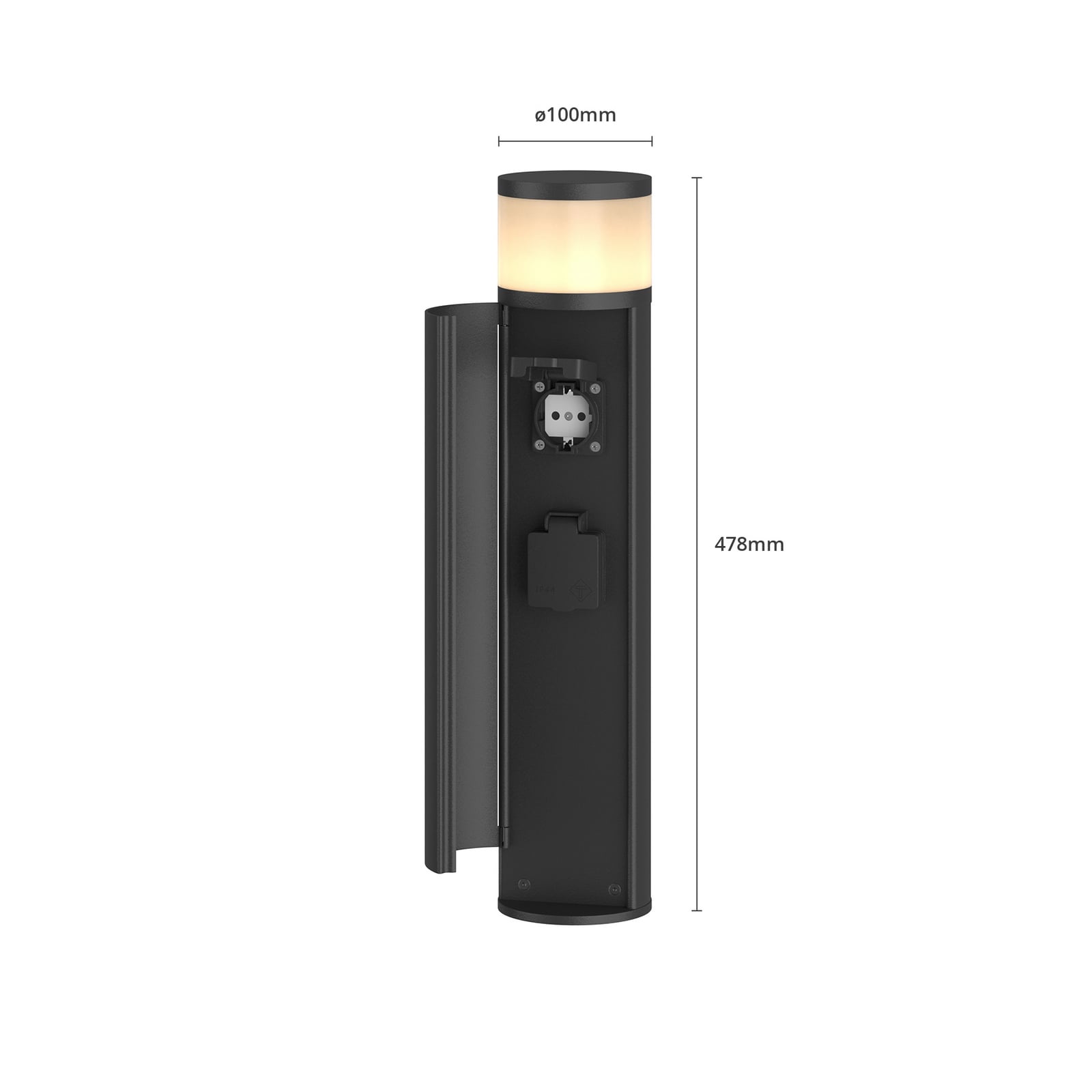 Lucande Sockellampe Corban anthrazit LED Außenleuchte mit Steckdose IP44 47,8cm - 4251096573626