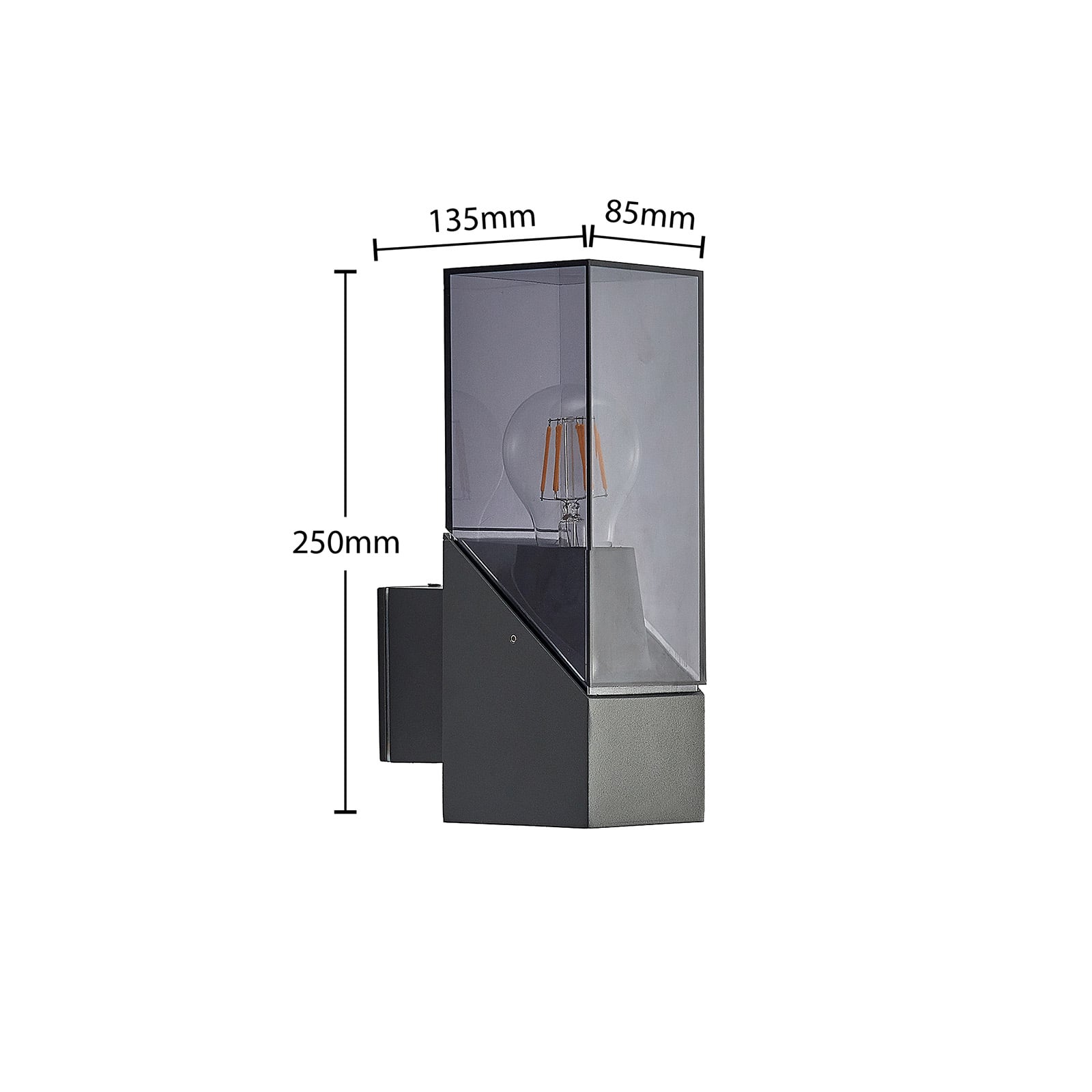 Lucande Außenwandleuchte Fiola anthrazit dimmbar IP54 25cm Gartenlampe Leuchte - 4251096582246