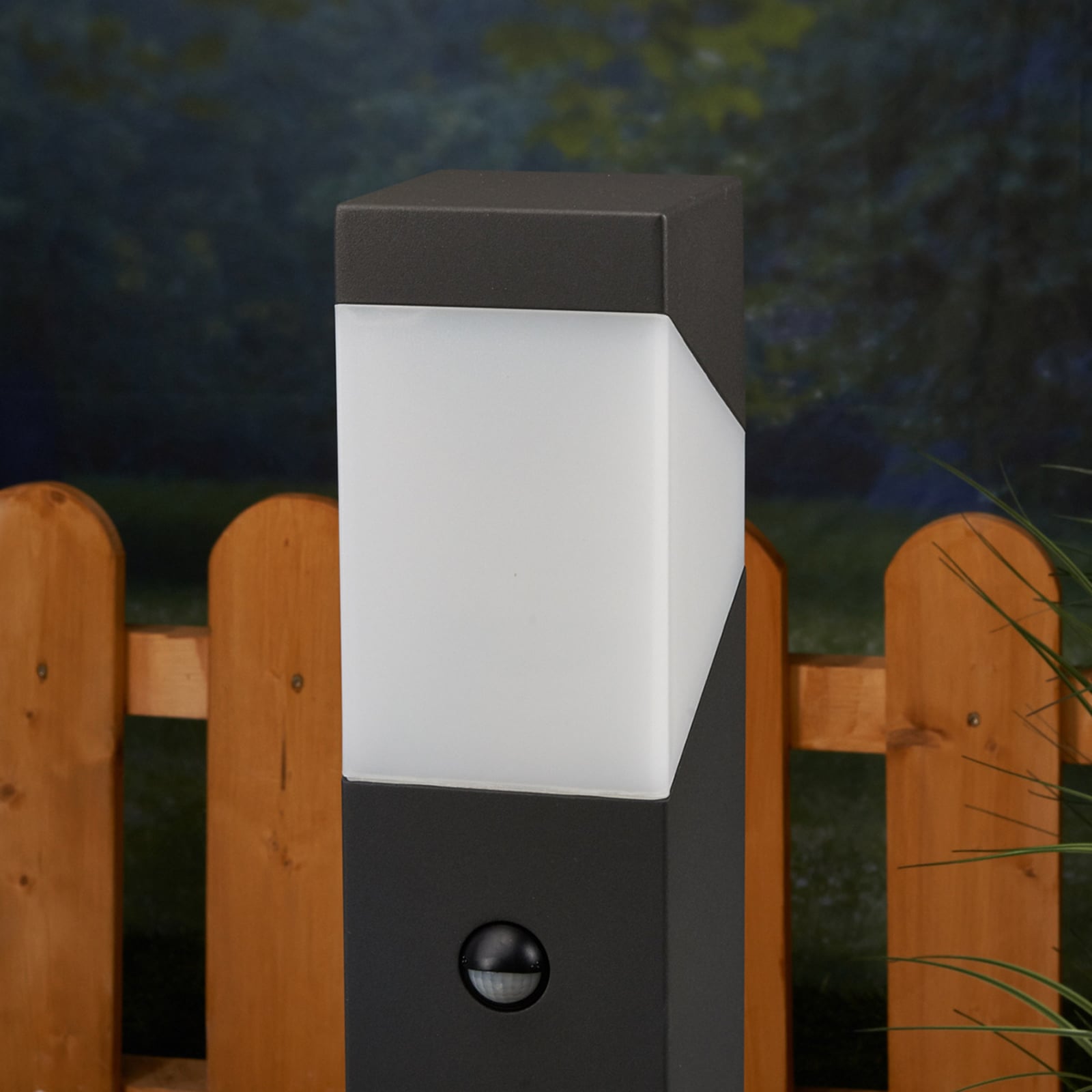 Lucande Sockelleuchte Kiran LED Außenlampe mit Bewegungsmelder grau 60 cm IP44 - 6291105706216