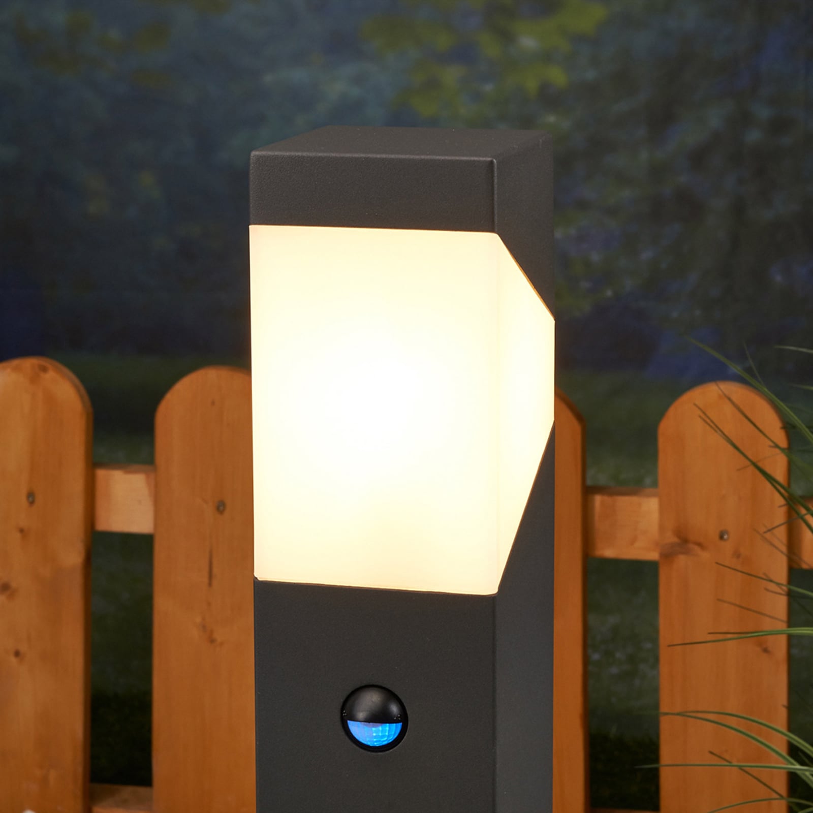 Lucande Sockelleuchte Kiran LED Außenlampe mit Bewegungsmelder grau 60 cm IP44 - 6291105706216
