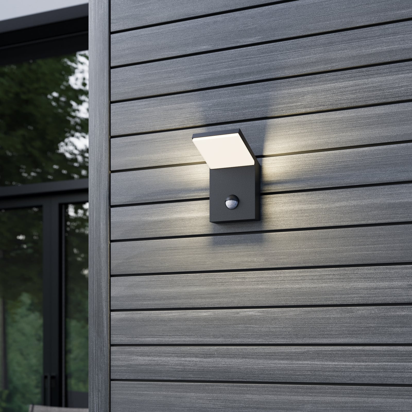 Nevio Außenwandleuchte Außenlampe LED Sensor Aluminium schwarz Bewegungsmelder - 6291106557060