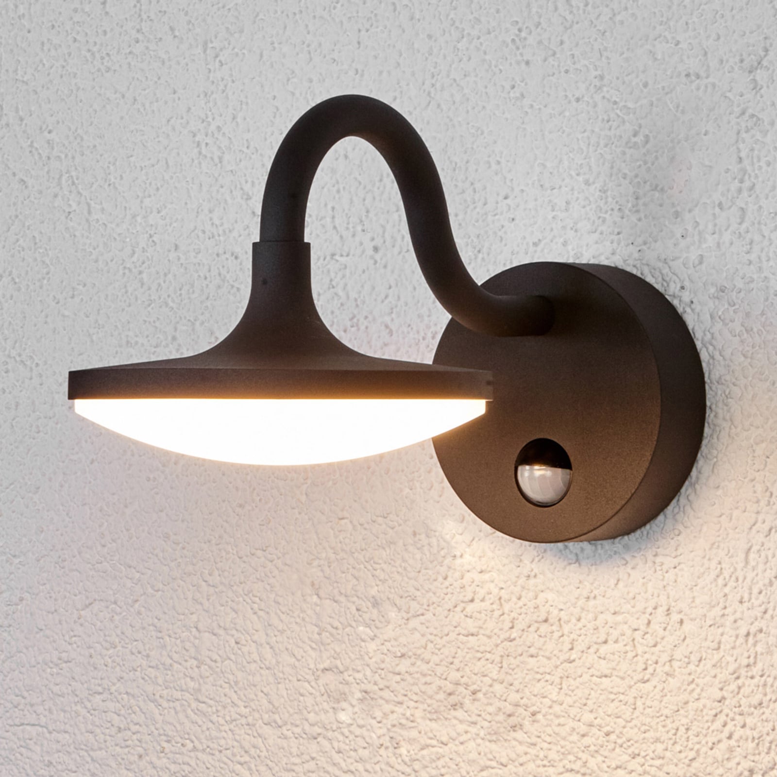 Lucande Außenwandleuchte Finny LED Gartenlampe mit Bewegungsmelder IP54 grau - 4251096520910