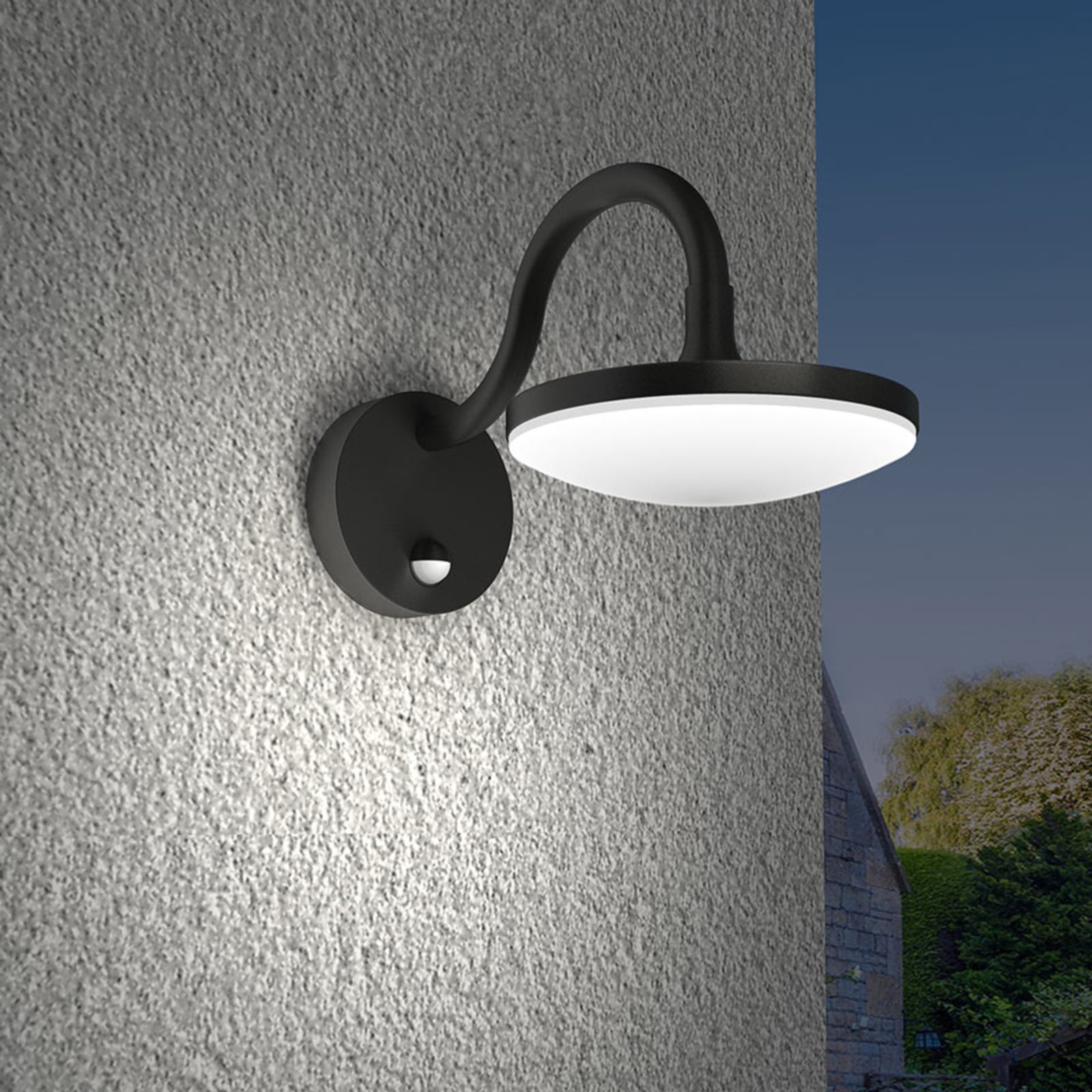 Lucande Außenwandleuchte Finny LED Gartenlampe mit Bewegungsmelder IP54 grau - 4251096520910