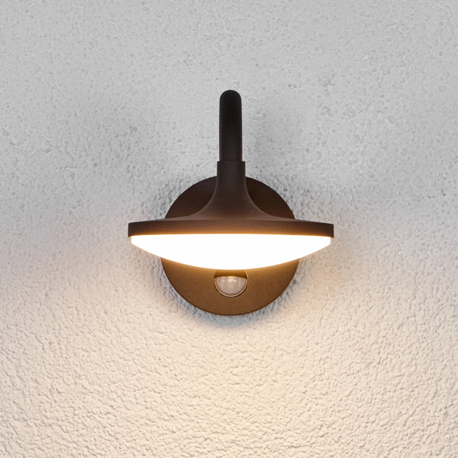 Lucande Außenwandleuchte Finny LED Gartenlampe mit Bewegungsmelder IP54 grau - 4251096520910