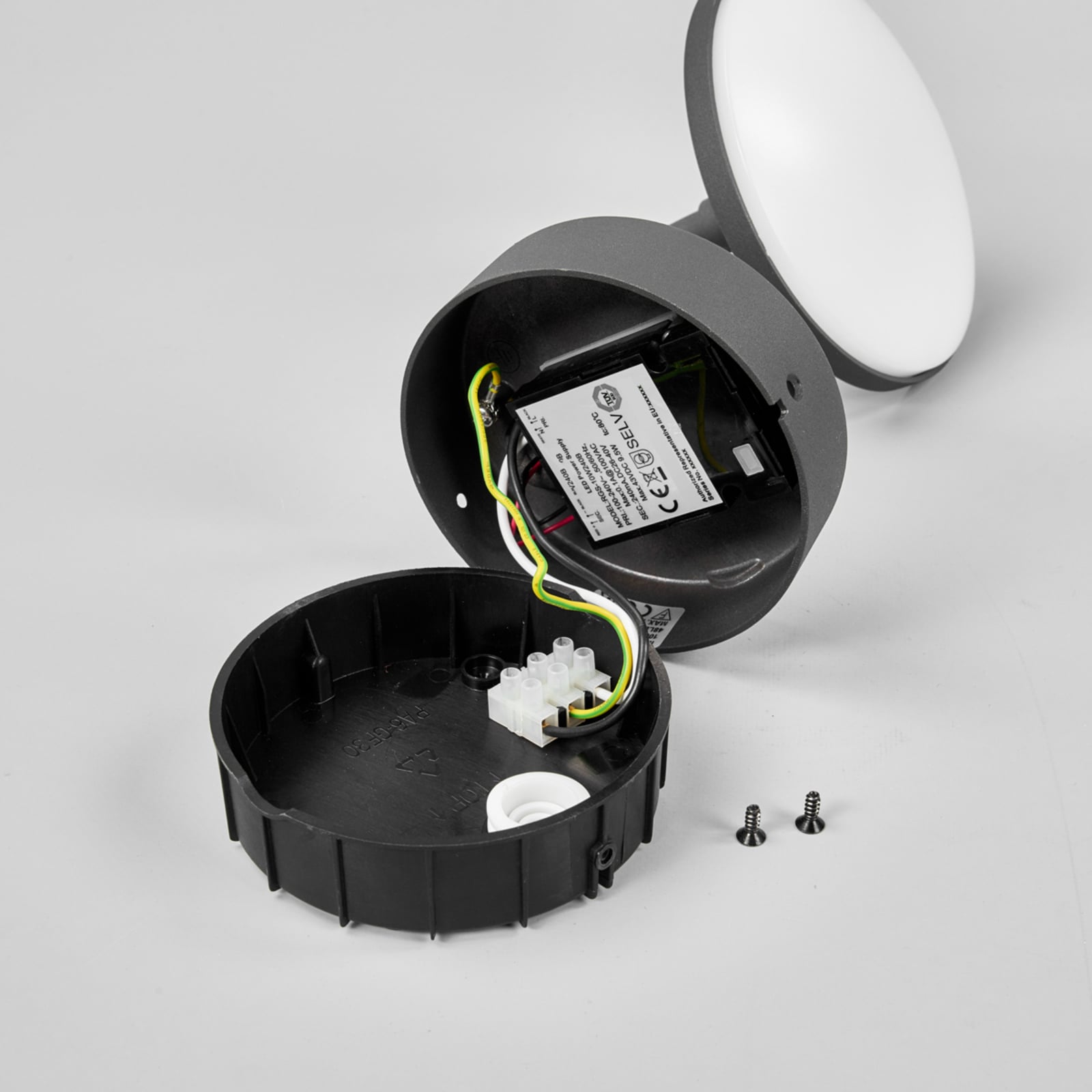 Lucande Außenwandleuchte Finny LED Gartenlampe mit Bewegungsmelder IP54 grau - 4251096520910