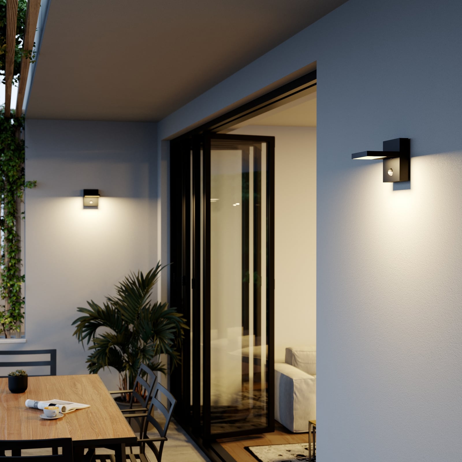 Lucande Außenwandleuchte Silvan LED Gartenlampe mit Sensor IP54 anthrazit - 4251096556711