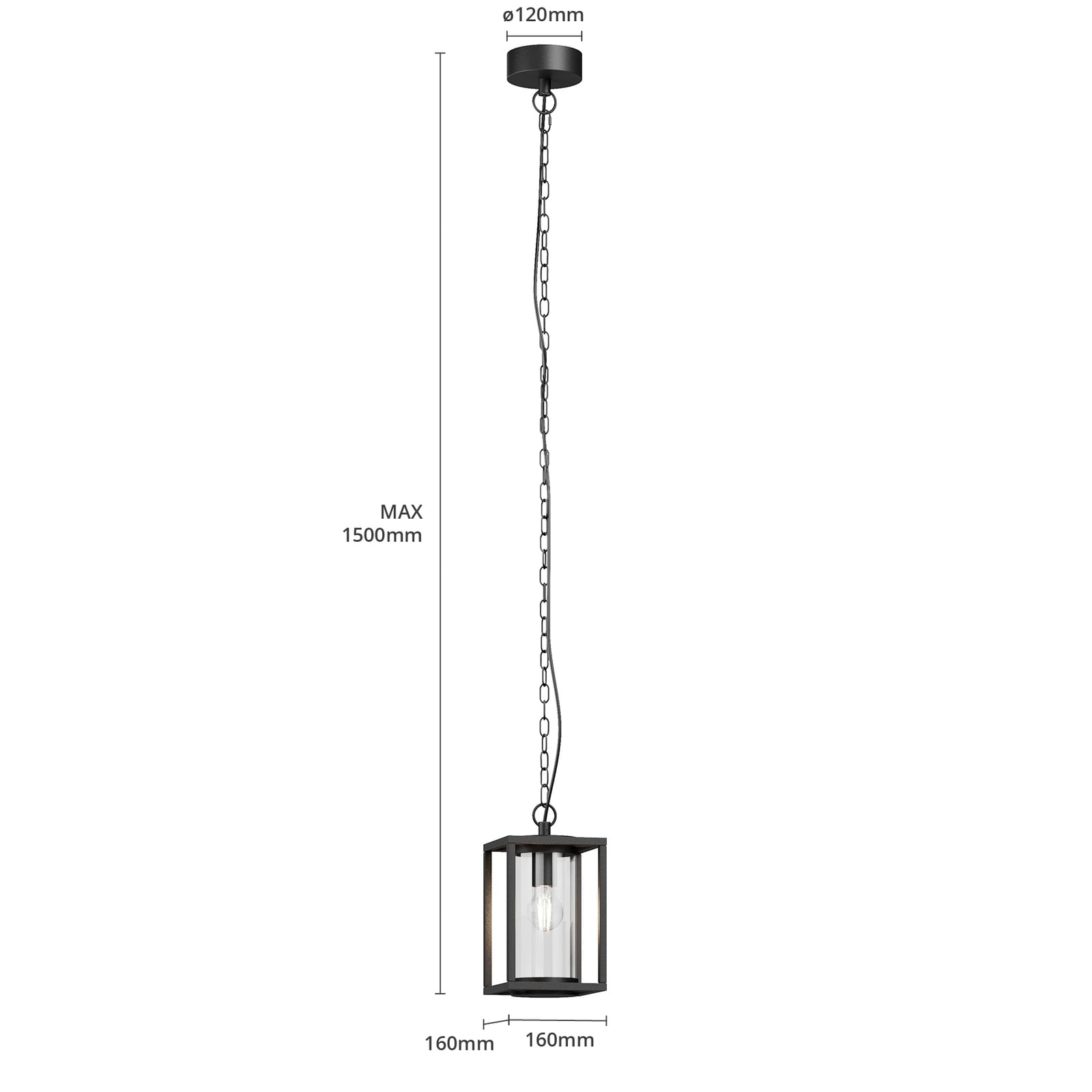 Lucande Außenhängeleuchte Ferda LED Gartenleuchte dimmbar anthrazit IP44 25cm - 4251096576092