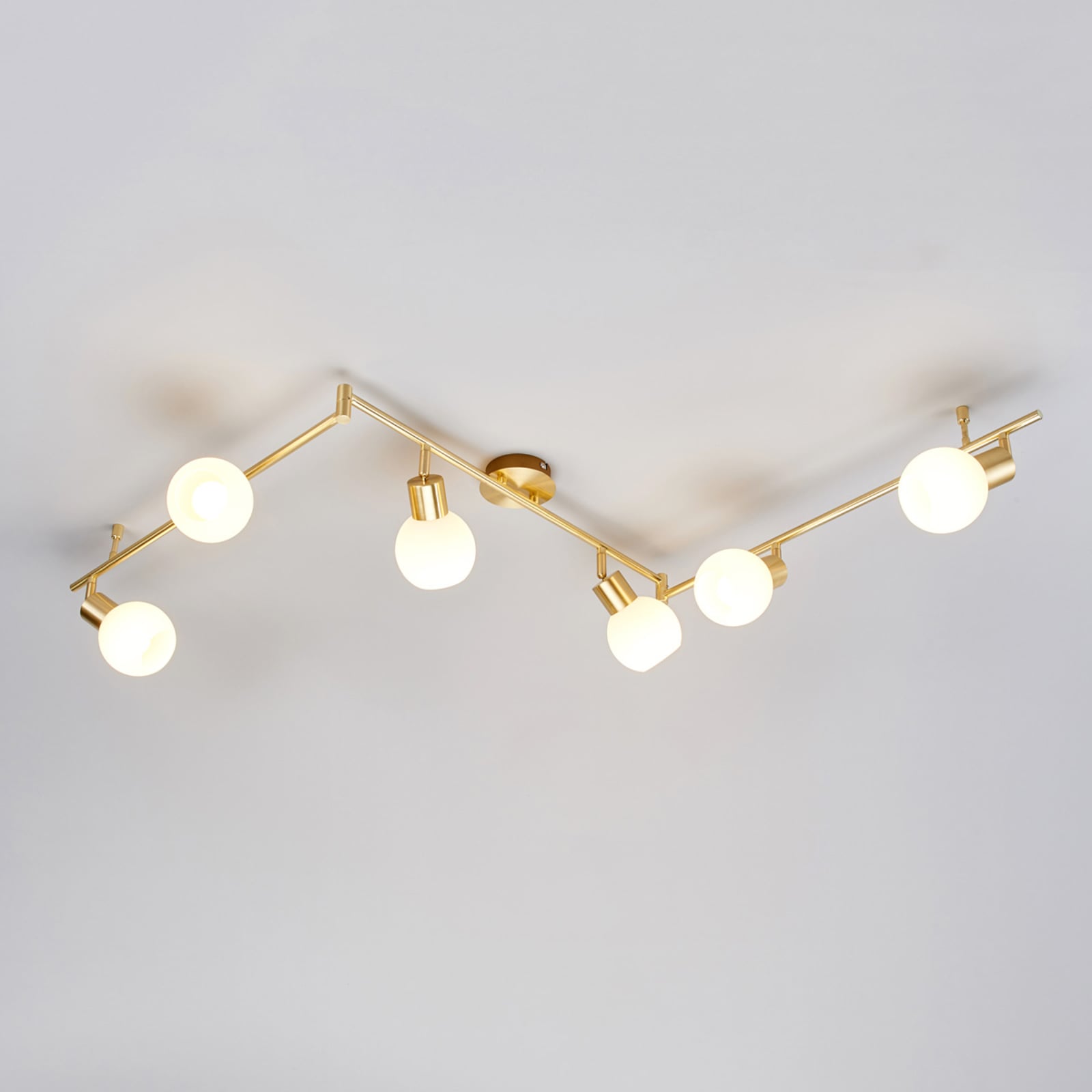 Lindby Deckenlampe Hängeleuchte Elaina LED 6-flammig dimmbar messing Ø10cm 180cm - 6291106553338