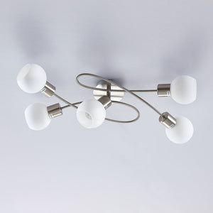 B-Ware Lindby Deckenleuchte Deckenlampe Elaina Opalglas Nickel Glas Lichtspender E14
