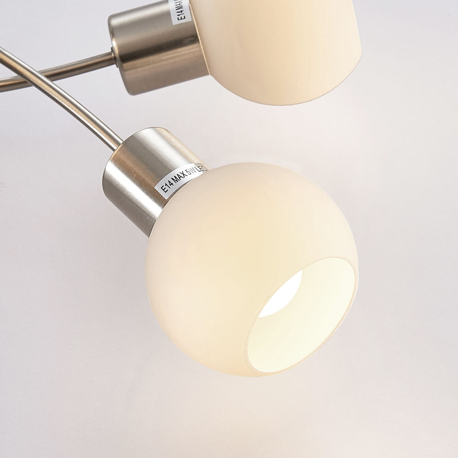 Lindby Deckenleuchte Deckenlampe Elaina Opalglas Nickel Glas Lichtspender E14 - 6291106553390
