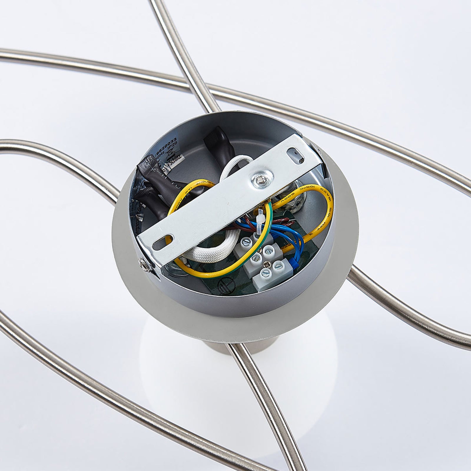 Lindby Deckenleuchte Deckenlampe Elaina Opalglas Nickel Glas Lichtspender E14 - 6291106553390
